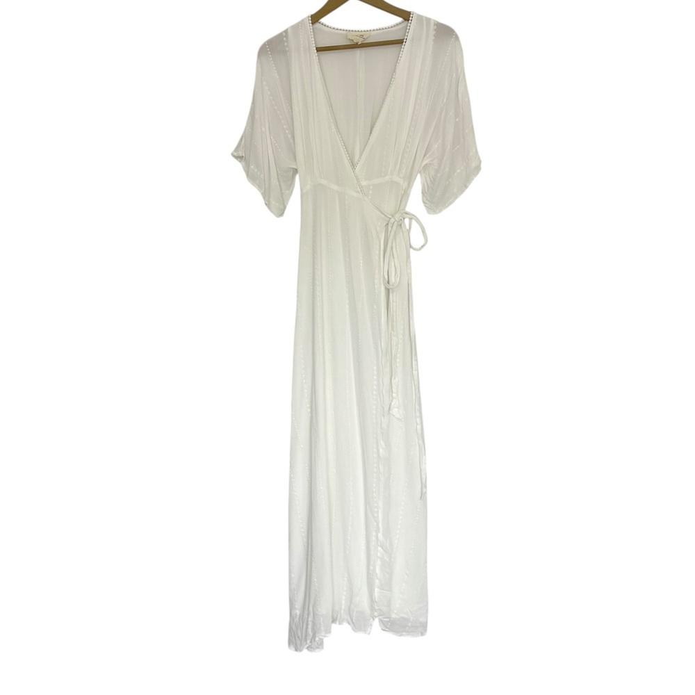 If By Sea White Wrap Maxi Dress Size Small Boho Coastal Resortwear Travel